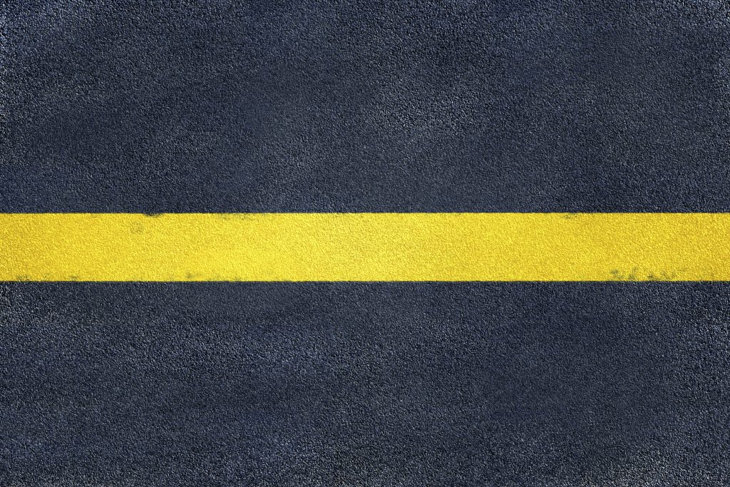 road yellow marking on asphalt, center single line Belson Asphalt